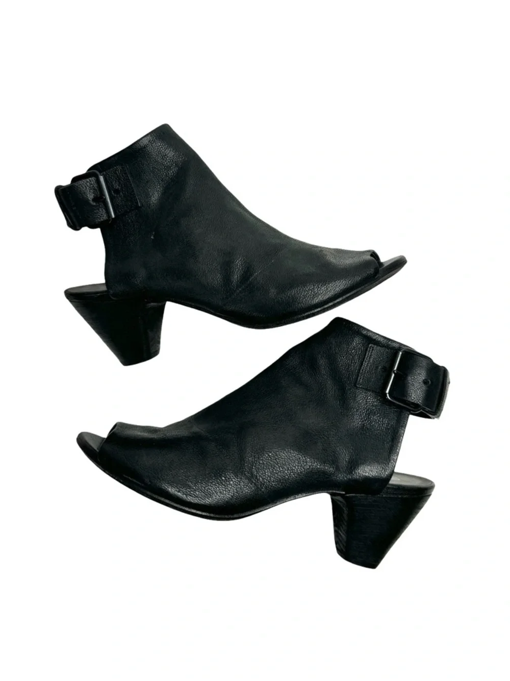 marséll | Black Leather Open Toe Slingback Heels 37.5